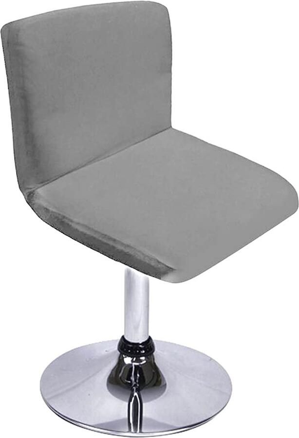 Stunq Stoel Hoes Set van 2 Grijze Stretch Stoelhoezen voor Barkrukken met Rugleuning