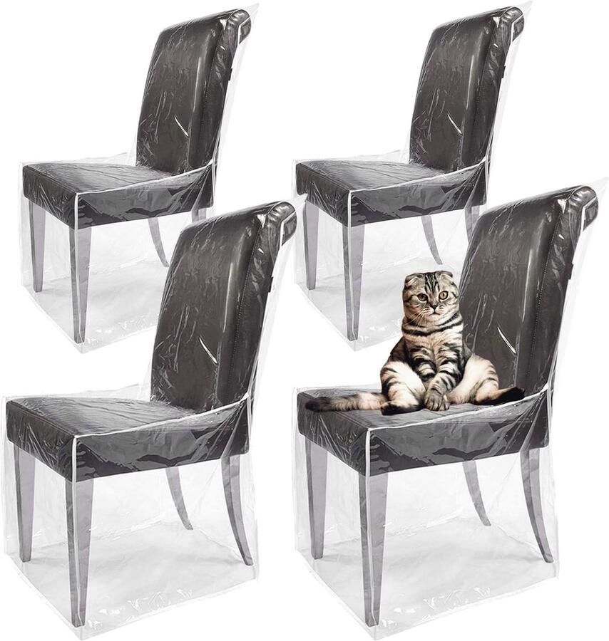 Stunq Transparante waterdichte stoelhoezen set van 4 voor eetkamerstoelen. 50 x 50 x 103 cm