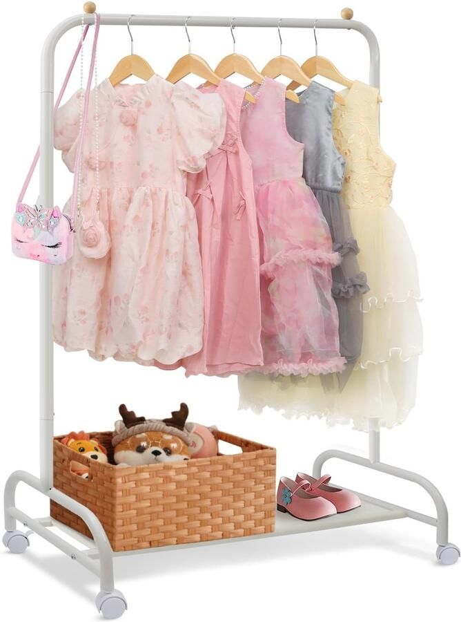 Stunq Verrijdbaar kledingrek voor kinderen met stabiele basis en schoenenrek