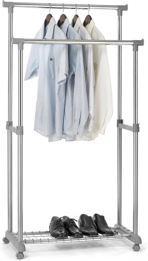 Stunq Verstelbaar kledingrek met dubbele stangen en schoenenrek voor extra opbergruimte