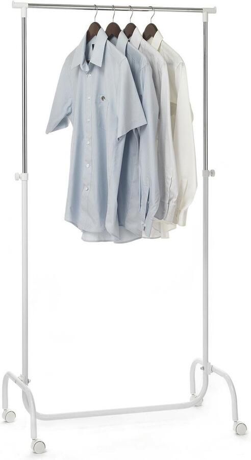 Stunq Verstelbaar kledingrek met verchroomde stang en wielen voor eenvoudig verplaatsen