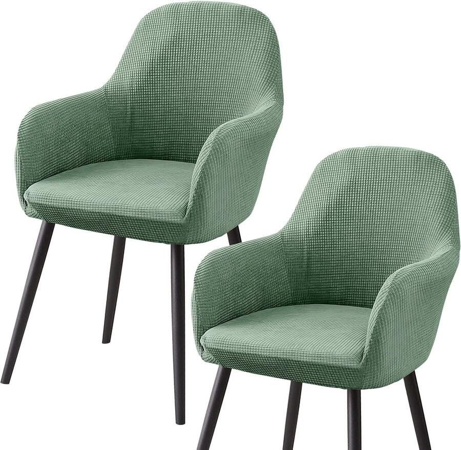 Stunq Verstelbare fluwelen stoelhoezen met armleuning voor eetkamer en woonkamer 42 x 49 x 52 cm groen