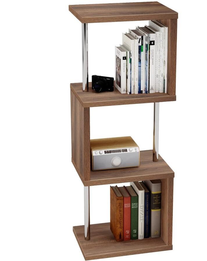 Stunq Vrijstaande S-vormige boekenkast met metalen frame en drie niveaus