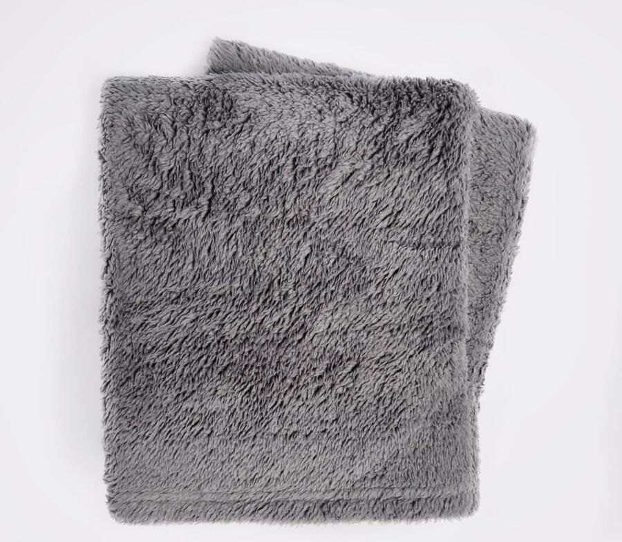 Stunq Warme en Superzachte Pluche Deken voor Bed of Bank in Antraciet Grijs achtig Kleur 125 x 150 cm