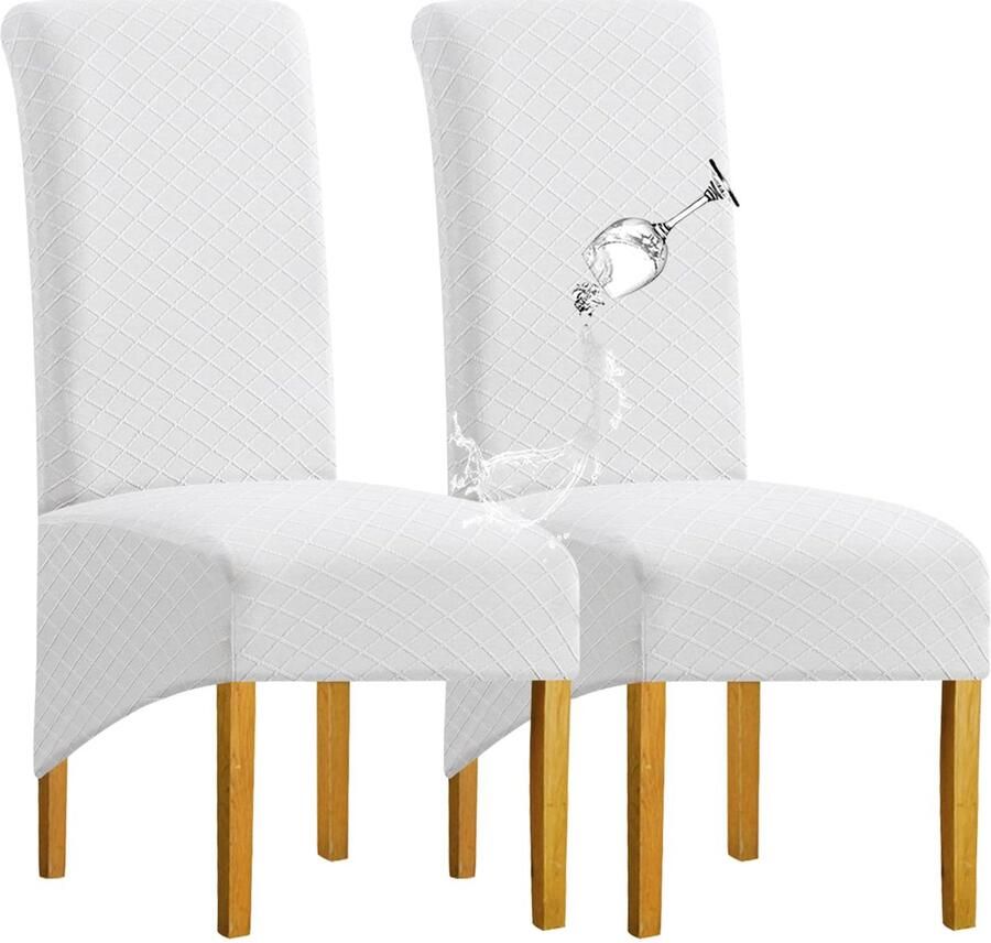 Stunq Waterafstotende en rekbare stoelhoezen set voor XL eetkamerstoelen 50 x 50 x 70 cm Wit