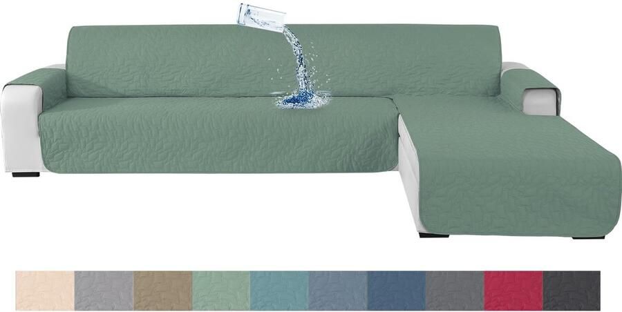 Stunq Waterdichte L-vormige bankhoes met antislip voor 3-zits hoekbank L vorm voor de Woonkamer Groen