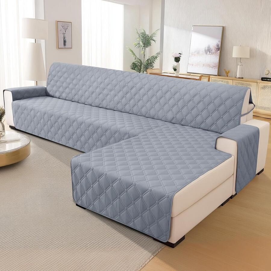 Stunq Waterdichte omkeerbare bankhoes voor L-vormige hoekbanken in lichtgrijs