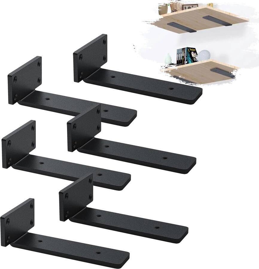 Stunq Zwarte L-vormige plankdragers voor stevige en stijlvolle wandplanken