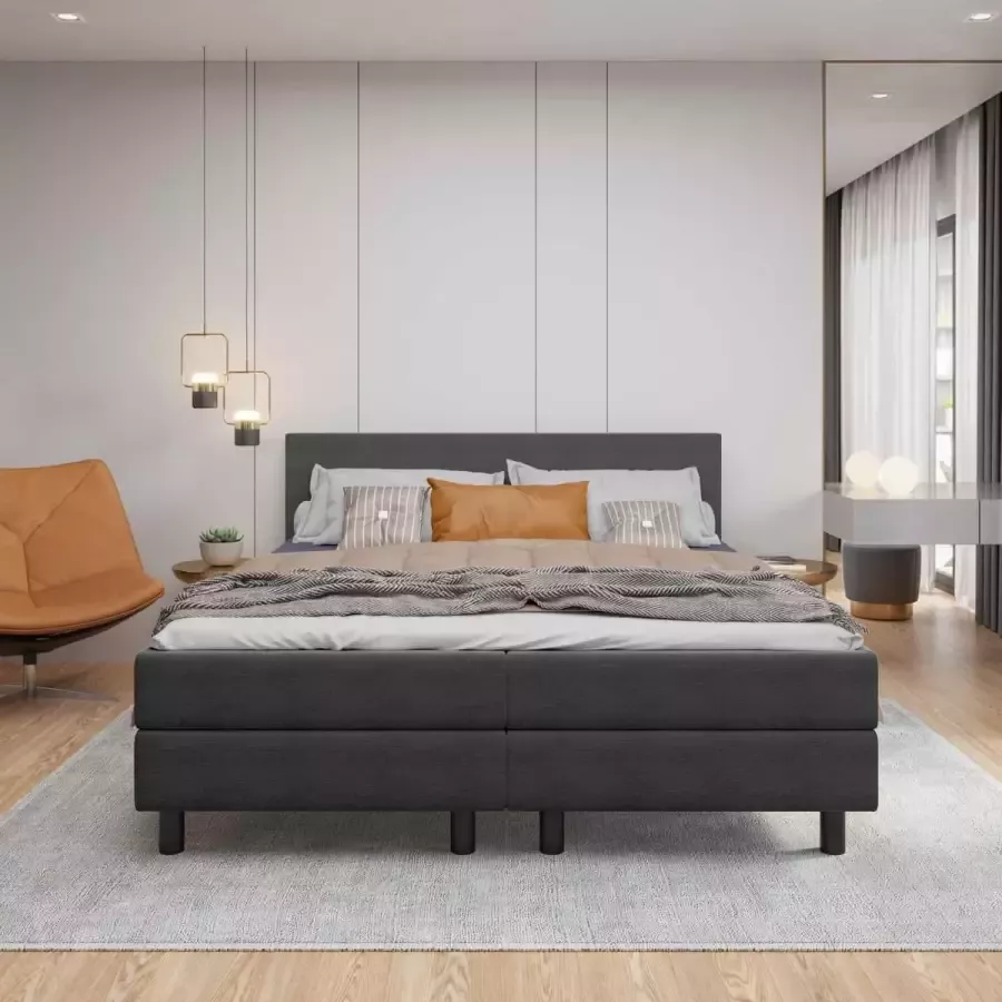 Stuntbed.nl Boxspring 160x200 2-Persoons Boxspring Delta Antraciet