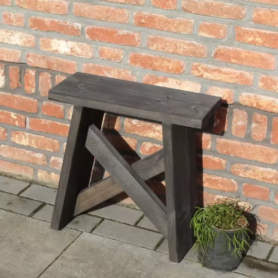 Stylingathome Steigerhouten Kruk Zwart X 45x20x45cm