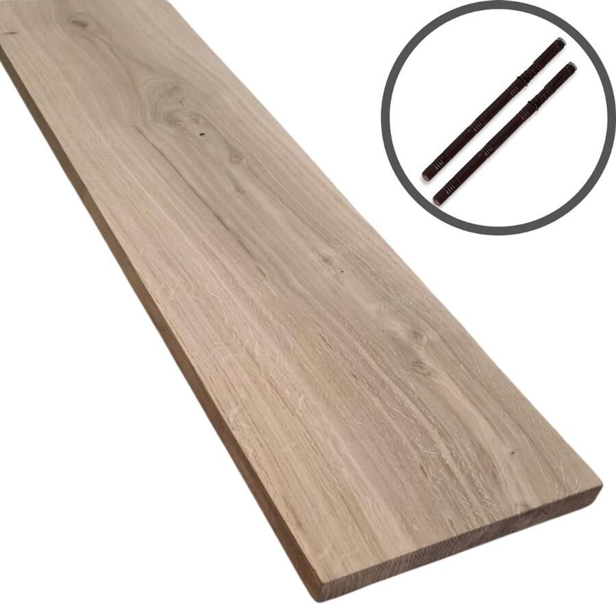 Stylingathome Wandplank Rustiek Eiken 140x22cm Dikte 24mm Massief Eiken