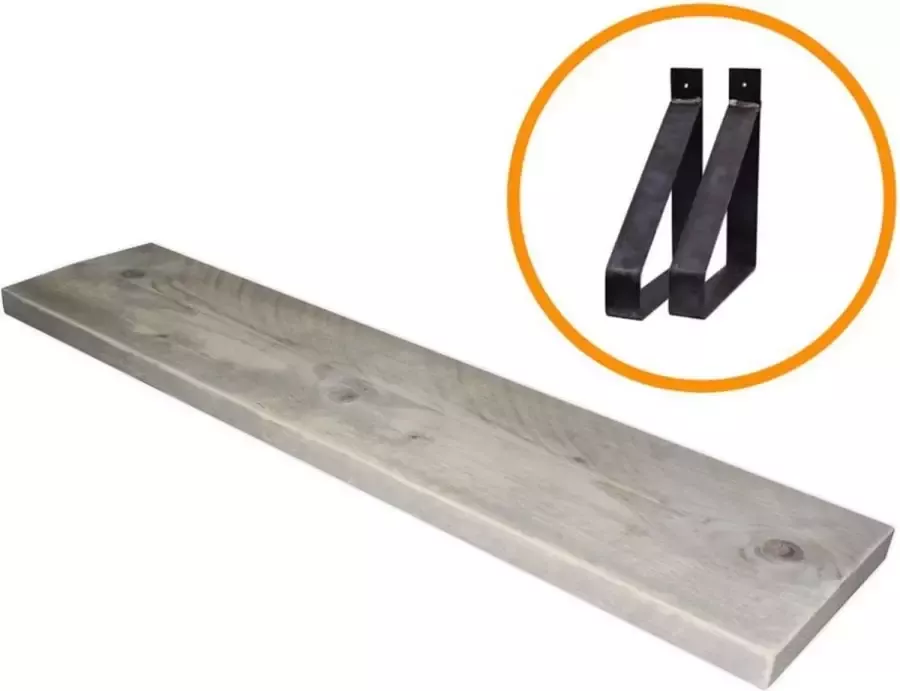 Stylingathome Wandplank Steigerhout Industrieel – Incl. 2 Stalen plankdragers Boekenplank 100x20cm