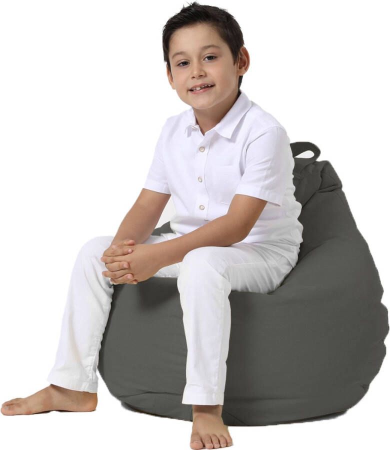 Xoft Living Kids Pear Zitzak Kinder Zitzakken Waterafstotend Antraciet Kinderzetel Zitzak Kind Speelkamer-Duurzaam Binnen & Buiten Zitzak