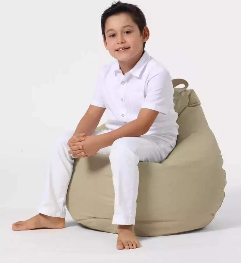 Xoft Living Kids Pear Zitzak Kinder Zitzakken Waterafstotend Beige Kinderzetel Zitzak Kind Speelkamer-Duurzaam Binnen & Buiten Zitzak