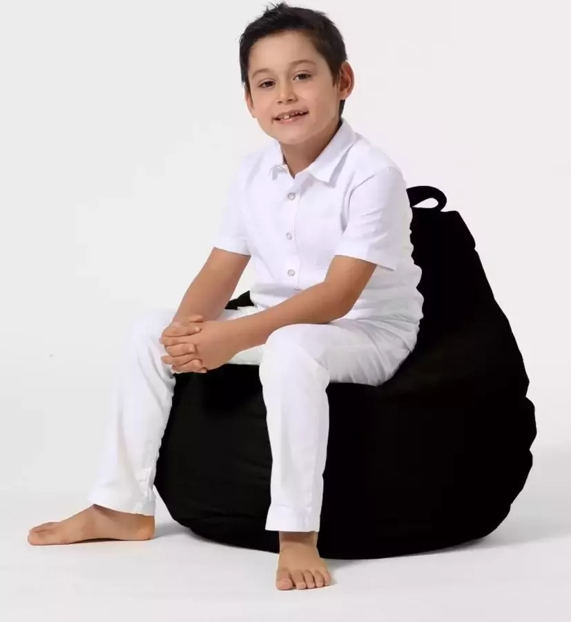Xoft Living Kids Pear Zitzak Kinder Zitzakken Waterafstotend Zwart Kinderzetel Zitzak Kind Speelkamer-Duurzaam Binnen & Buiten Zitzak