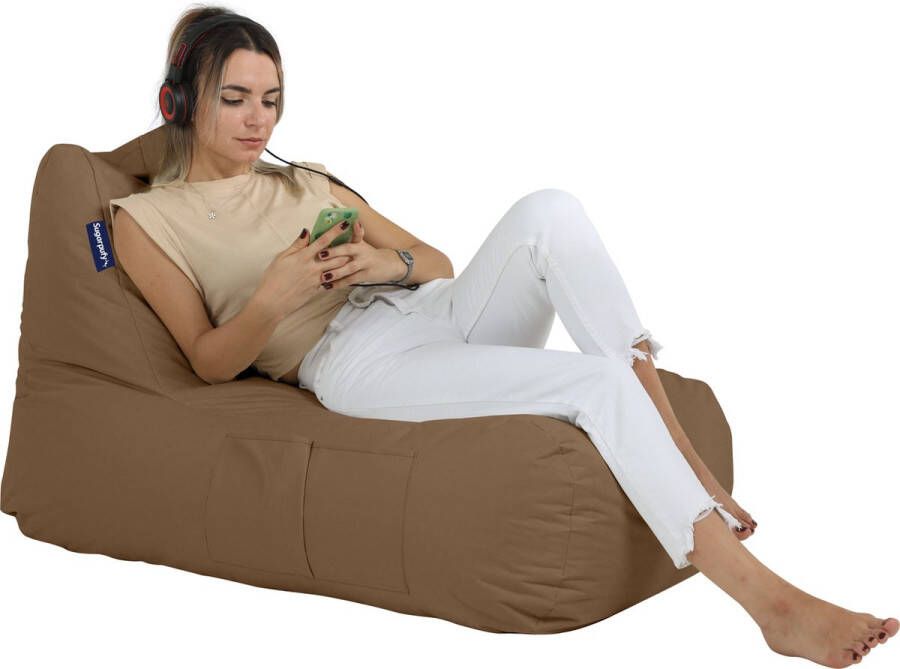 Trendy Zitzak Lounge kussen Bean Bag Zitzakstoel Mokka Bruin met Vulling Volwassenen & Kinderen
