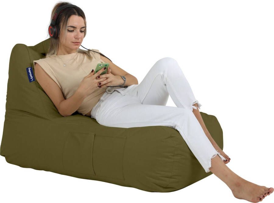 Sugarpufy Trendy Zitzak Lounge kussen Bean Bag Zitzakstoel Olijf Groen met Vulling Volwassenen & Kinderen