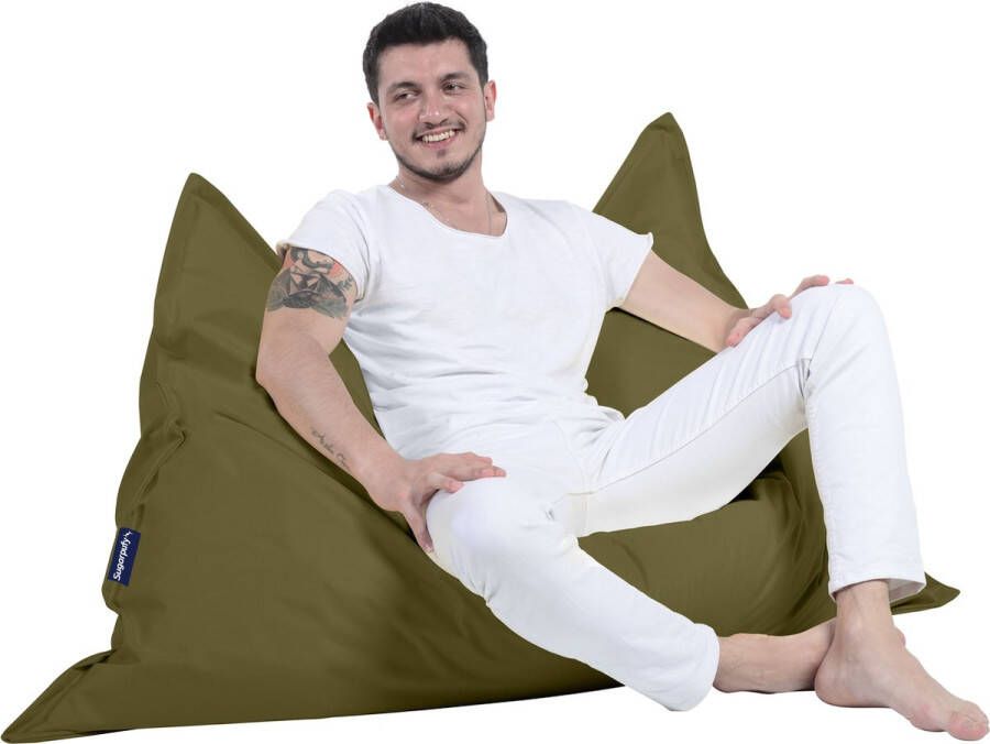 Grote Kussen Zitzak Zitkussen 100x150 Fatboy Volwassenen & Kinderen Binnenshuis Buitenshuis-Olijf Groen - Foto 2