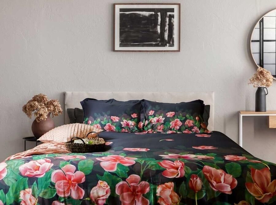 Suite sheets Dekbedovertrek Katoen Satijn Bed of Roses Lits Jumeaux 240x200 220 cm + 2 Kussenslopen 350TC Zeer mooie kwaliteit