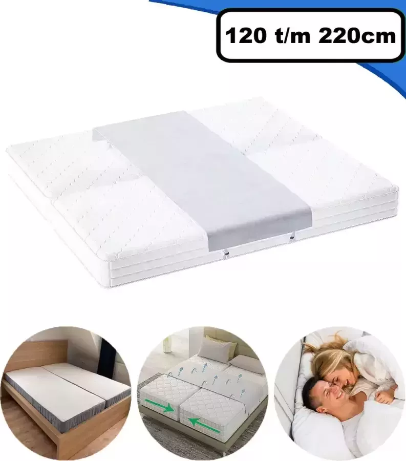 WoniQ Matraswig Bedbinder Liefdesbrug Matraswiggen werkt naad weg tussen twee bedden Matraswig met band Matras Binder Lovebridge Bedbinders - Foto 2
