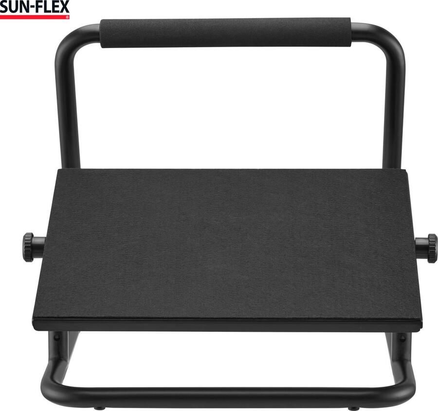 SUN-FLEX Relax voetensteun Verstelbare voetplaat: +20° tot -20° Voetplaat bedekt met textiel Been-ondersteuningskussen Constructie van metaal Antislipvoeten Zweedse kwaliteit