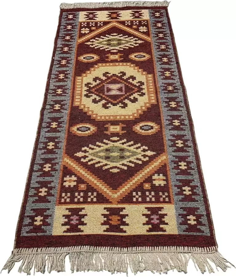 Sunar Home Kelim Vloerkleed Horzum Kelim kleed Kelim tapijt Oosterse Vloerkleed 60x120 cm Loper Bankkleed Plaid