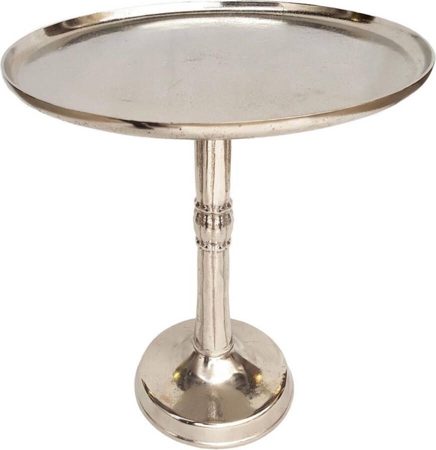 Sunfield bijzettafel metaal rond ø 44x52 cm decoratieve tafel Adlon zilver met aluminium middenpoot