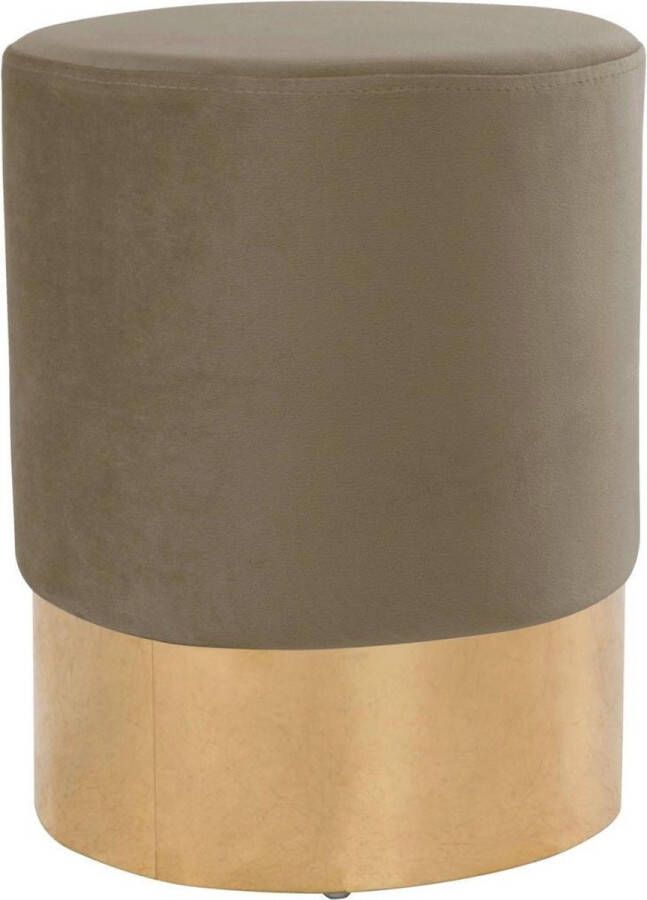 Sunfield Fluwelen Poef Ø 32 Hoogte 42 cm Materiaal velours kruk Belastbaar tot 100 kg Beige Goud