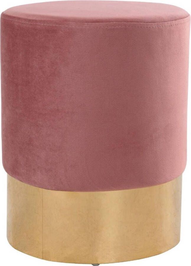 Sunfield Fluwelen Poef Ø 32 Hoogte 42 cm Materiaal velours kruk Belastbaar tot 100 kg Roze Goud