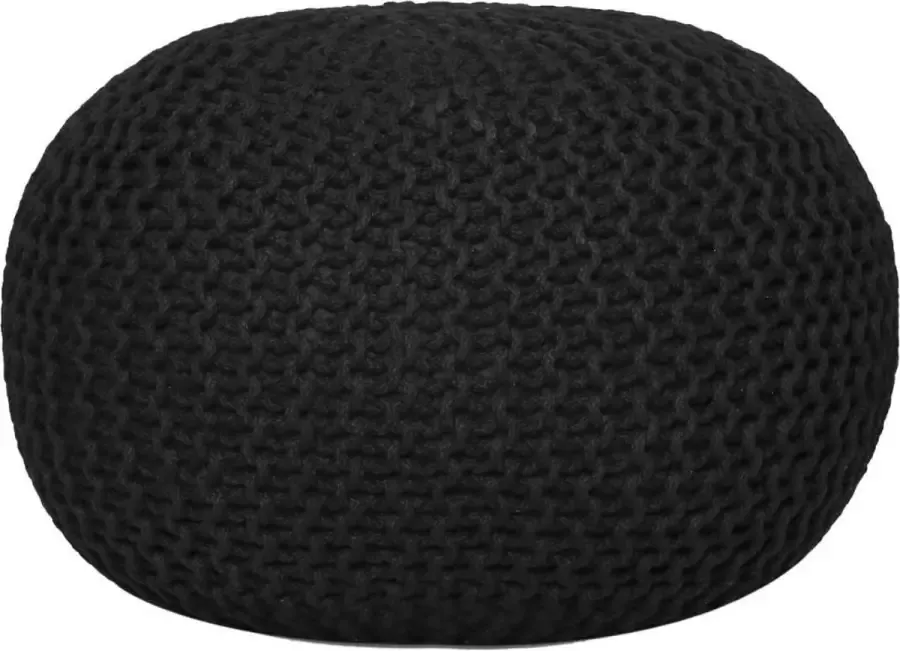 Sunfield Gebreide Poef Outdoor Velours Poef Kwalitatief Vloerkussens vele stijlen 55x37cm Zwart