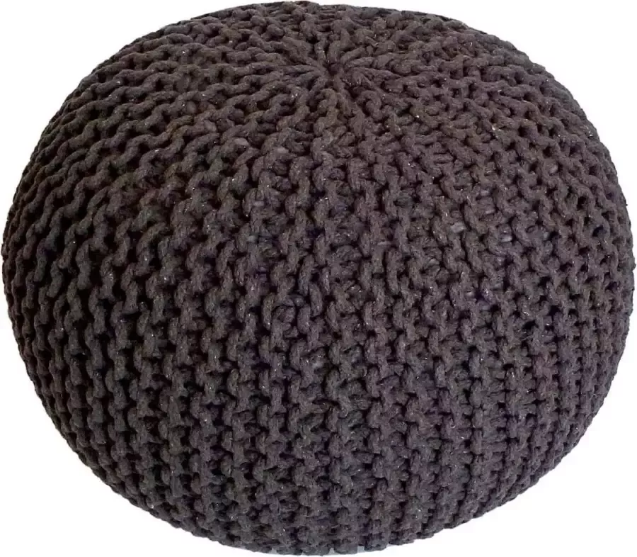 Sunfield Gebreide Poef Velours Poef Kwalitatief Vloerkussens vele stijlen 55x37cm Bruin Grijs