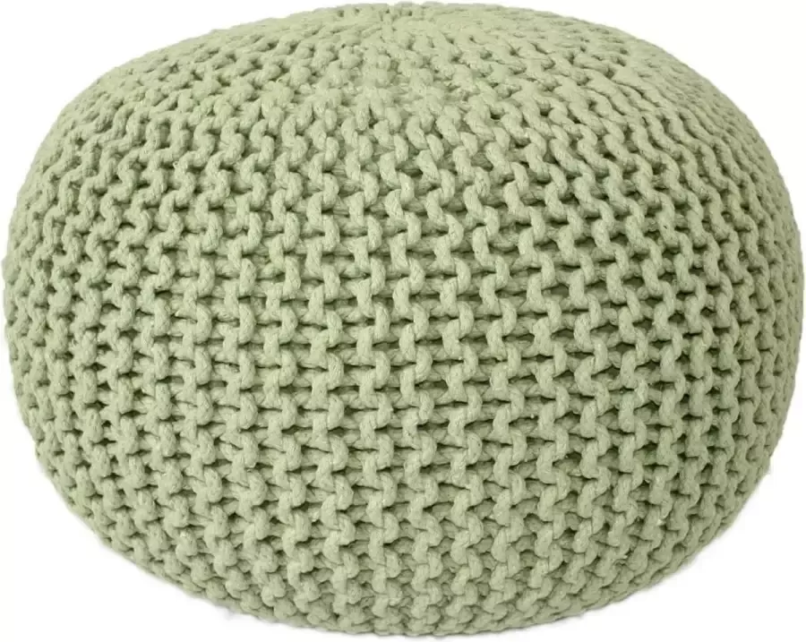 Sunfield Gebreide Poef Velours Poef Kwalitatief Vloerkussens vele stijlen 55x37cm Groen