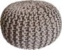 Sunfield Poef Gebreide Poef Rond Vloerkussen 55 x 55 cm Bruin - Thumbnail 2