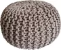 Sunfield Poef Gebreide Poef Rond Vloerkussen 55 x 55 cm Bruin - Thumbnail 1