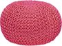 Sunfield Poef Gebreide Poef Rond Vloerkussen 55 x 55 cm Roze - Thumbnail 2