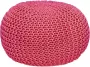 Sunfield Poef Gebreide Poef Rond Vloerkussen 55 x 55 cm Roze - Thumbnail 1