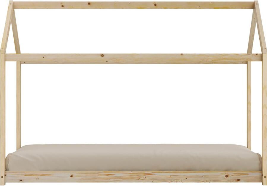 Sunny Zoey Bedhuisje – Kinderbed 206 x 98 x 154 cm – Peuterbed Meisjes en Jongens – FSC 100% Hout – Huisbed 90x200 Met Lattenbodem Exclusief Matras – Naturel - Foto 2