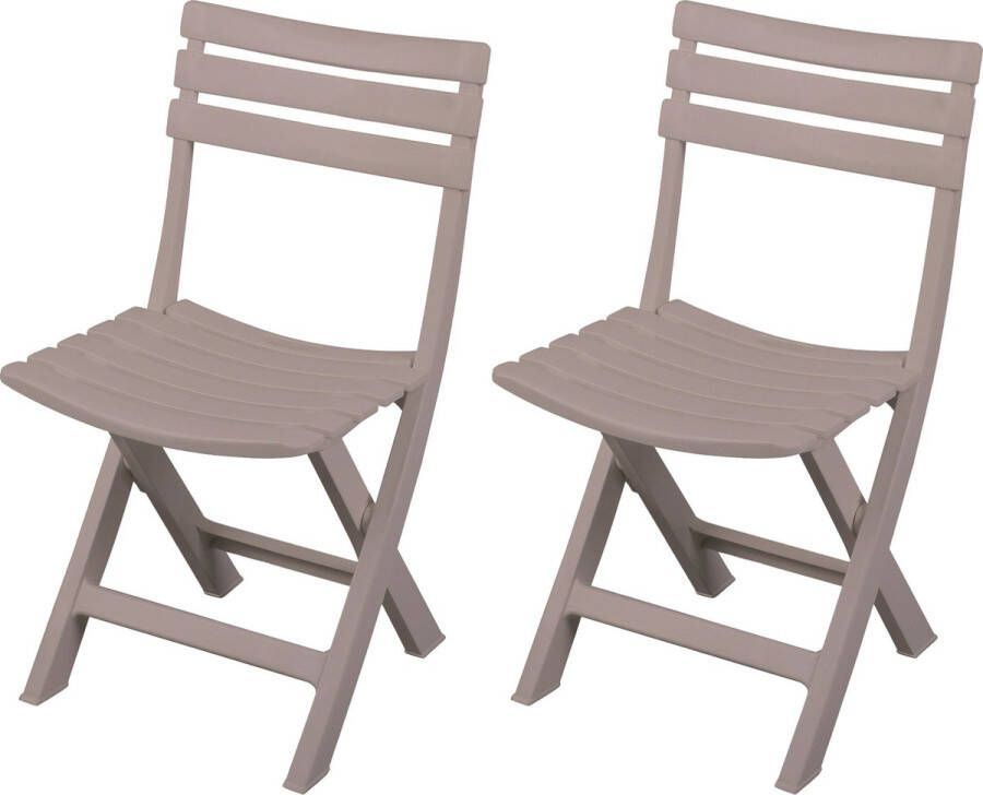 Sunnydays Klapstoel voor buiten binnen 2x beige 41 x 79 cm stevig kunststof Bijzet stoelen Klapstoelen - Foto 1