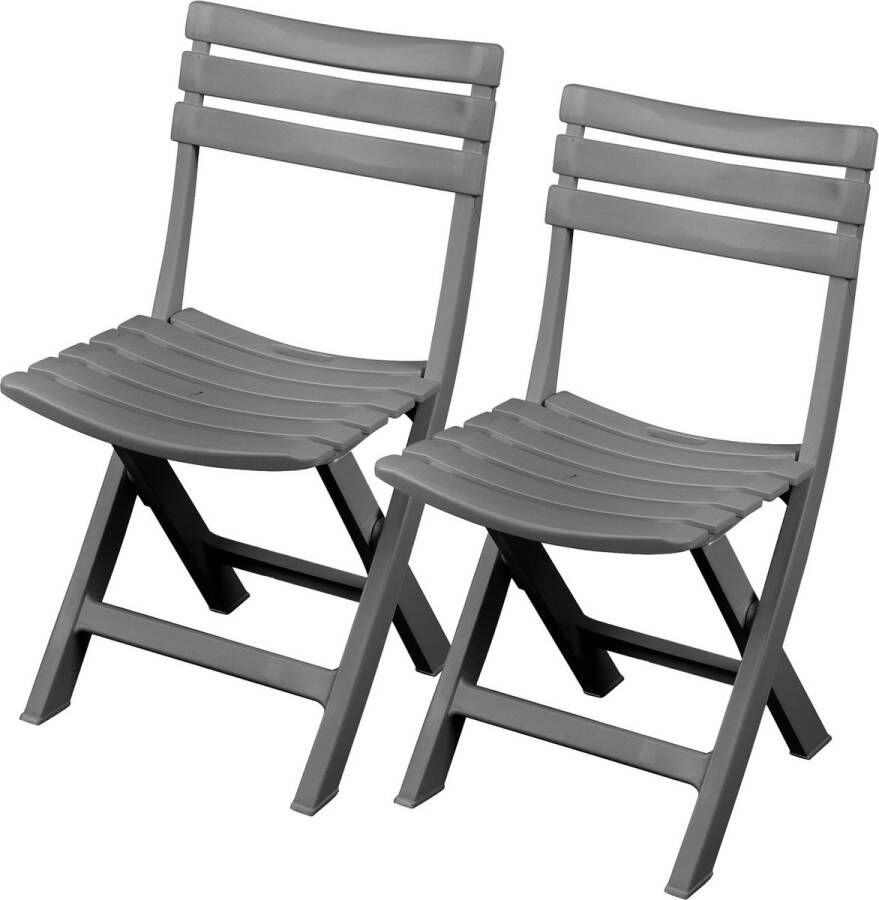 Sunnydays Klapstoel voor buiten binnen 2x donkergrijs 41 x 79 cm stevig kunststof Bijzet stoelen Klapstoelen - Foto 2