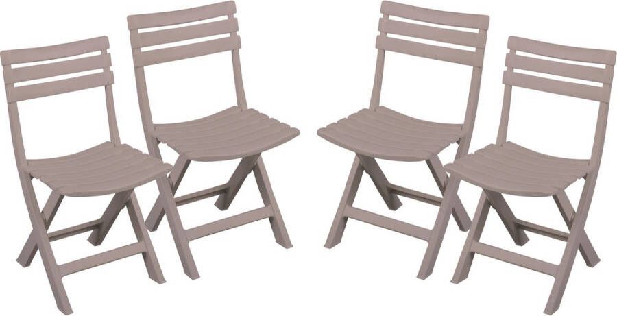 Sunnydays Klapstoel voor buiten binnen 4x beige 41 x 79 cm stevig kunststof Bijzet stoelen