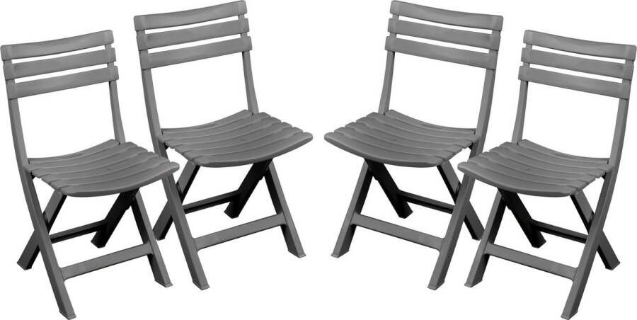 Sunnydays Klapstoel voor buiten binnen 4x donkergrijs 41 x 79 cm stevig kunststof Bijzet stoelen