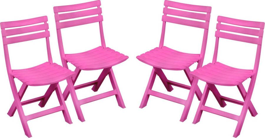 Sunnydays Klapstoel voor buiten binnen 4x roze 41 x 79 cm stevig kunststof Bijzet stoelen Klapstoelen - Foto 1