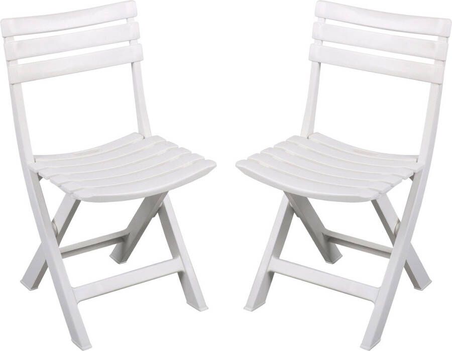 Sunnydays Klapstoel voor buiten binnen 4x wit 41 x 79 cm stevig kunststof Bijzet stoelen