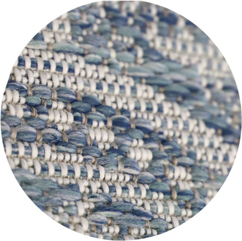 Sunnydays ROND TAPIJT D160CM BUITEN INTERIEUR IVOOR ZILVERBLAUW