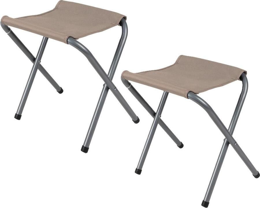 Sunnydays Camping outdoor krukje 2x Inklapbaar beige 33 x 27 x 35 cm metaal polyester