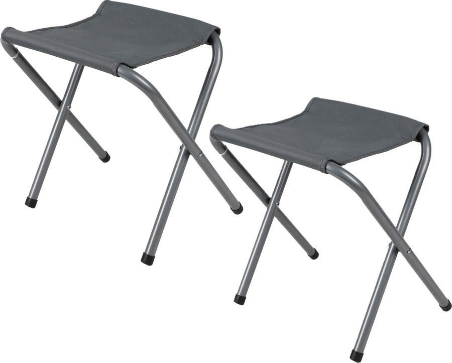Sunnydays Camping outdoor krukje 2x Inklapbaar grijs 33 x 27 x 35 cm metaal polyester