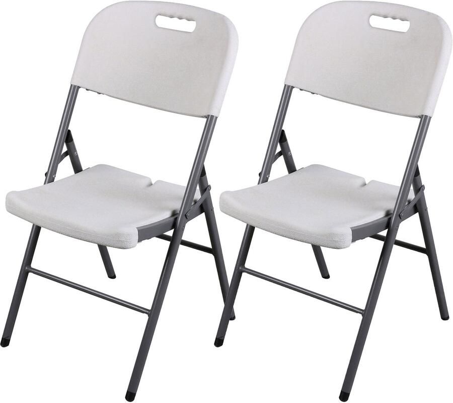 Sunnydays Klapstoel 2x met pvc zitting wit 44 x 45 x 86 cm metaal Bijzet stoelen Inklapbaar