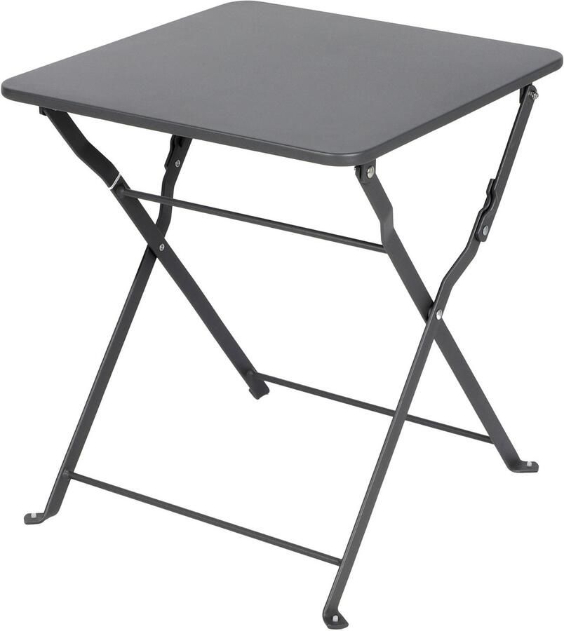 Sunnydays Tuin bijzettafeltje inklapbaar antraciet metaal 40 x 40 x 45 cm vierkant koffietafel tuinset lage tafel opvouwbaar