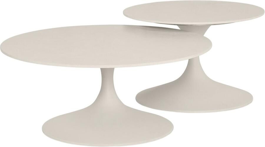 Suns Nova loungetafelset 60xH40 cm en 80xH35 cm rond sintered stone camel sand