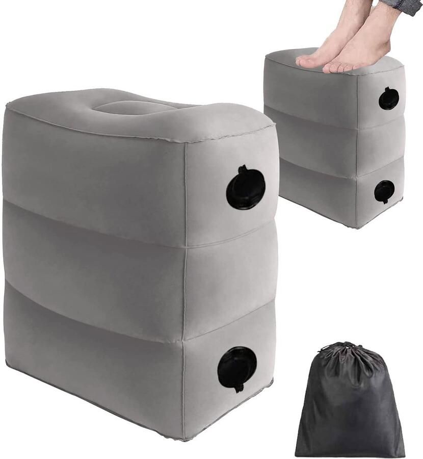 Sunshine smile Opblaasbare voetensteun voetensteunkussen beenkussen voetkussen draagbare opblaasbare voetensteun vliegtuigreiskussen opblaasbare voetensteun voor vliegtuig- en autoritten en thuis en op kantoor